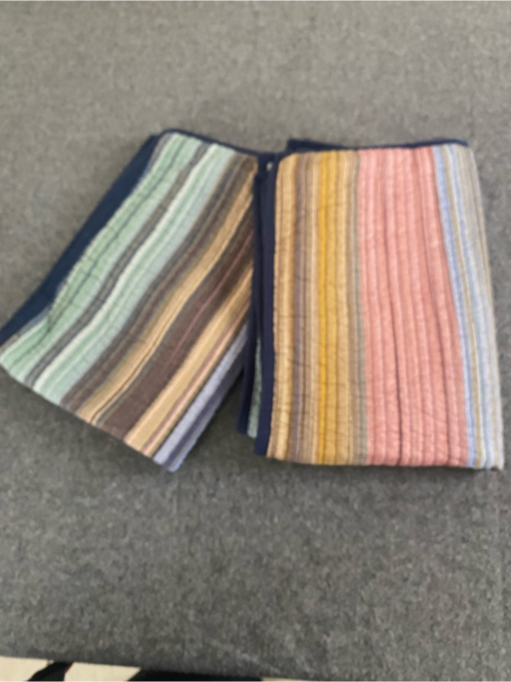 Retro Chic Pastel Striped Quilted Cotton Pillow Shams Earth Tones 20x30 Country